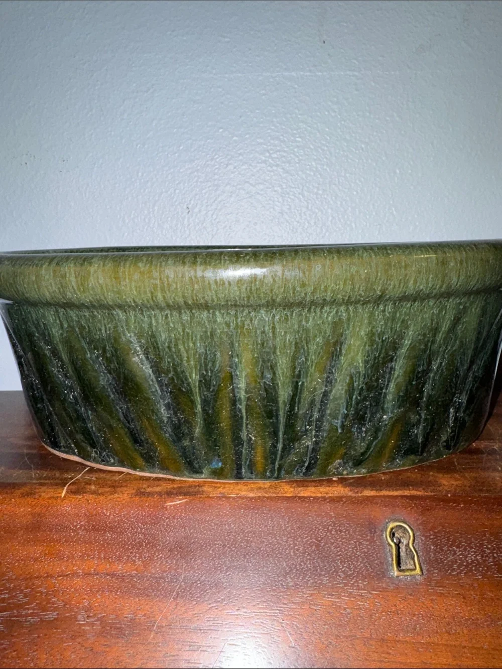 Green Glazed Ceramic Bonsaii Succulent Planter Heavy-No Tipping